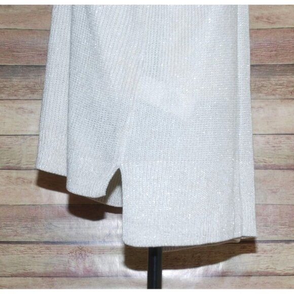 Chaps Cream Ivory Sweater Size 1X V-Neck Gold Metallic Stretch Long Sleeve - Picture 5 of 9